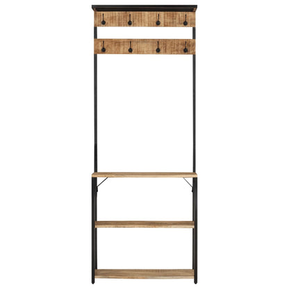 Appendiabiti con Scarpiera 68x30x182 cm Massello Mango Grezzo