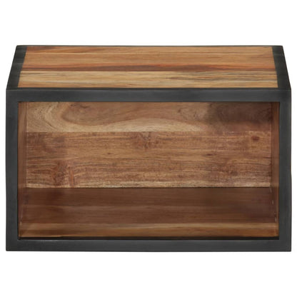Comodino a Parete 35x35x20 cm in Legno Massello di Acacia