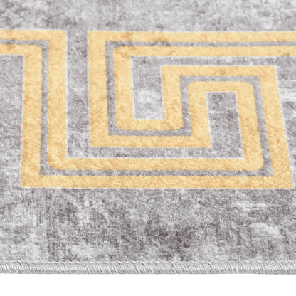 Tappeto Lavabile Grigio e Oro 120x170 cm Antiscivolo