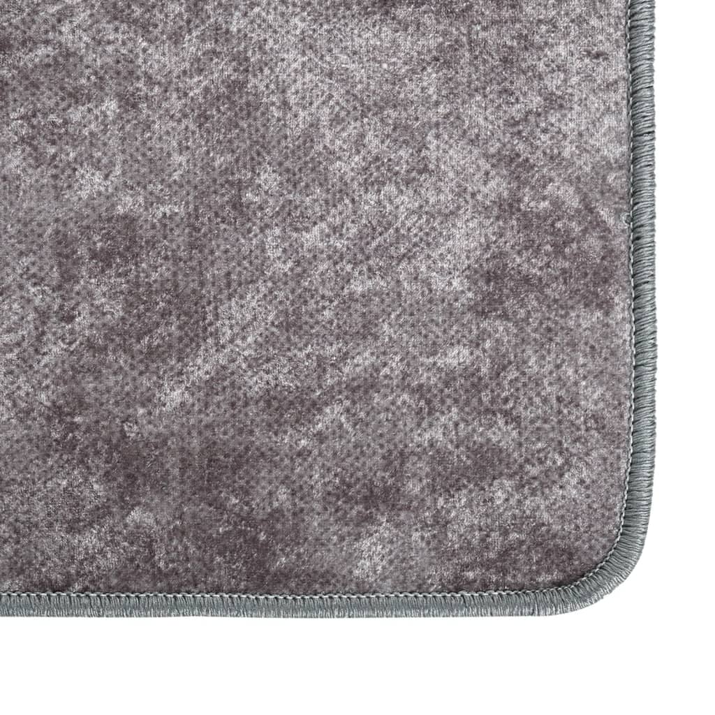 Tappeto Lavabile Grigio 120x170 cm Antiscivolo