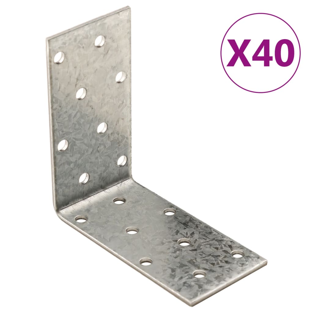 Staffe Angolari 40 pz 2 mm 80x40x80 mm Acciaio Zincato