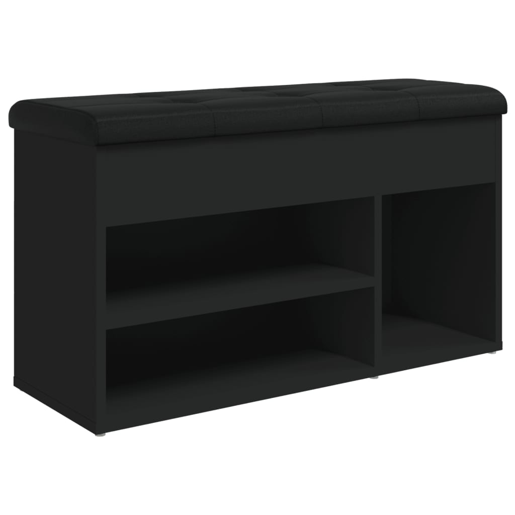 Panca Porta Scarpe Nera 82x32x45,5 cm in Legno Multistrato