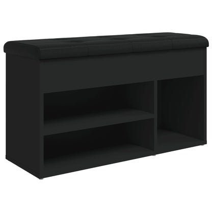 Panca Porta Scarpe Nera 82x32x45,5 cm in Legno Multistrato