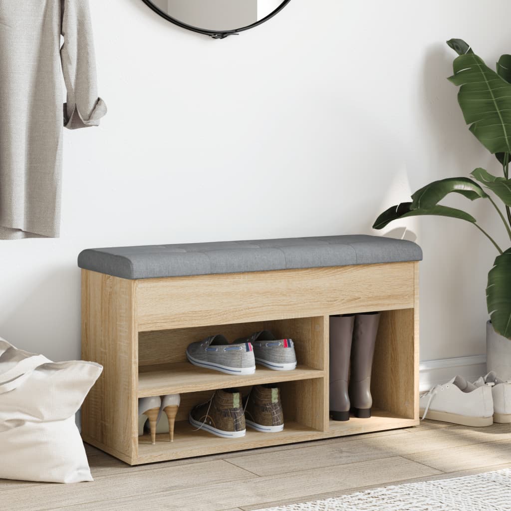 Panca Porta Scarpe Rovere Sonoma 82x32x45,5cm Legno Multistrato