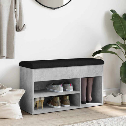Panca per Scarpe Grigio Cemento 82x32x45,5cm Legno Multistrato