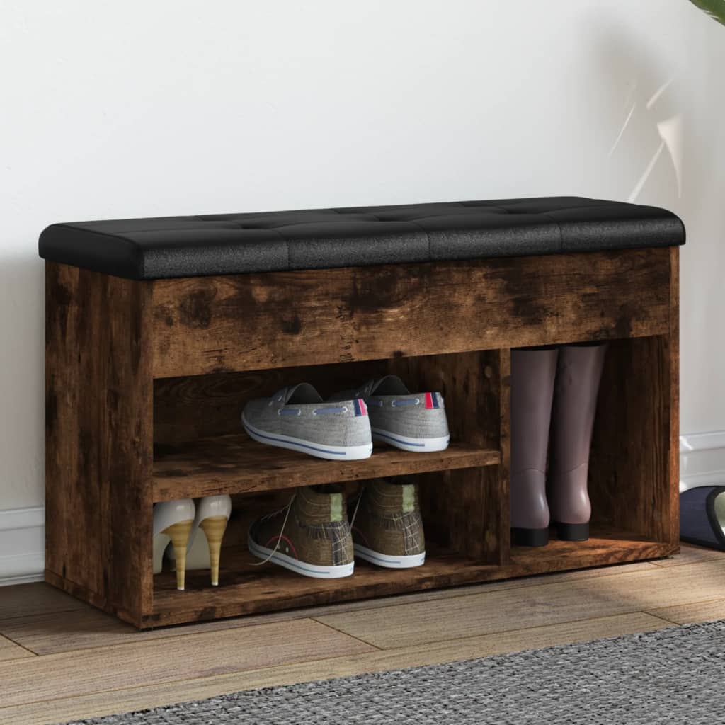 Panca Porta Scarpe Rovere Fumo 82x32x45,5 cm Legno Multistrato