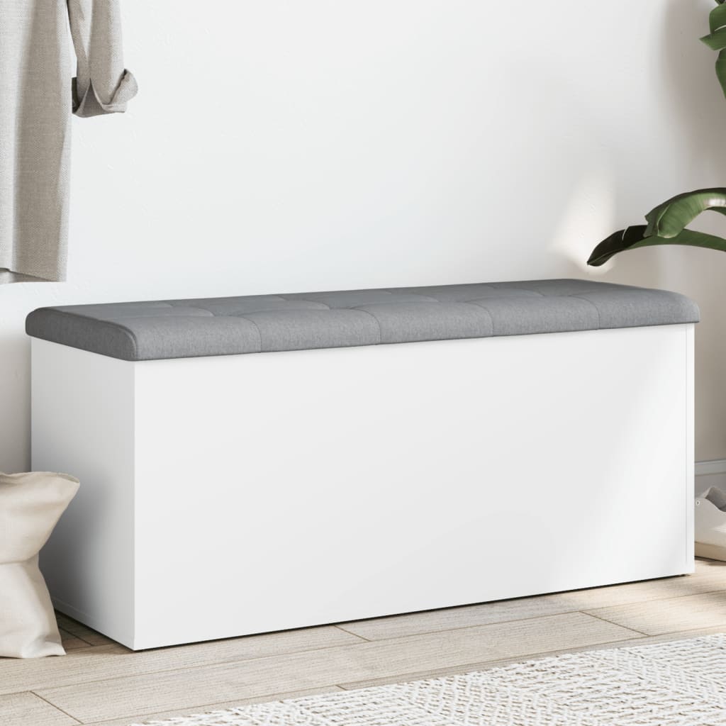 Panca Portaoggetti Bianca 102x42x45 cm in Legno Multistrato
