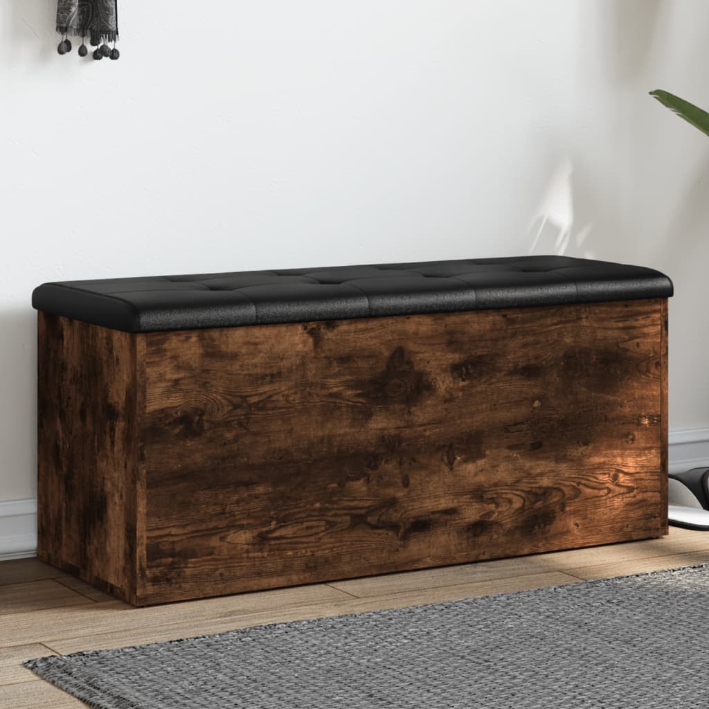 Panca Portaoggetti Rovere Fumo 102x42x45 cm Legno Multistrato