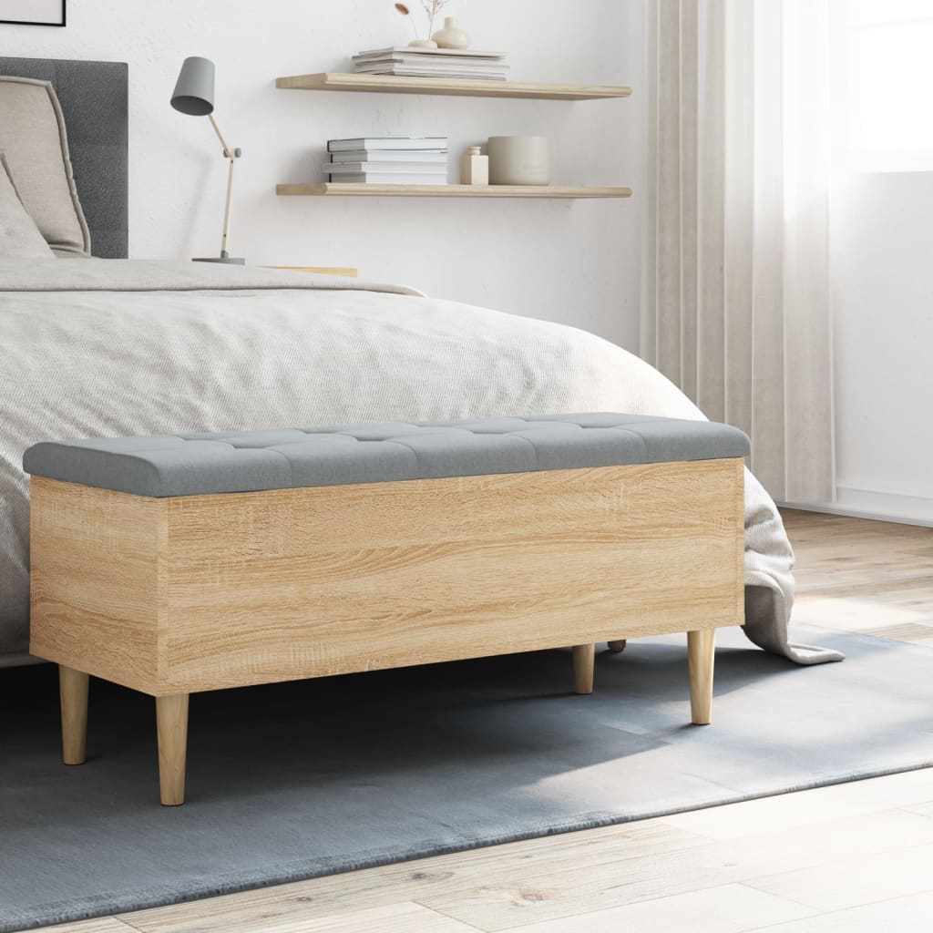Panca Portaoggetti Rovere Sonoma 102x42x46 cm Legno Multistrato