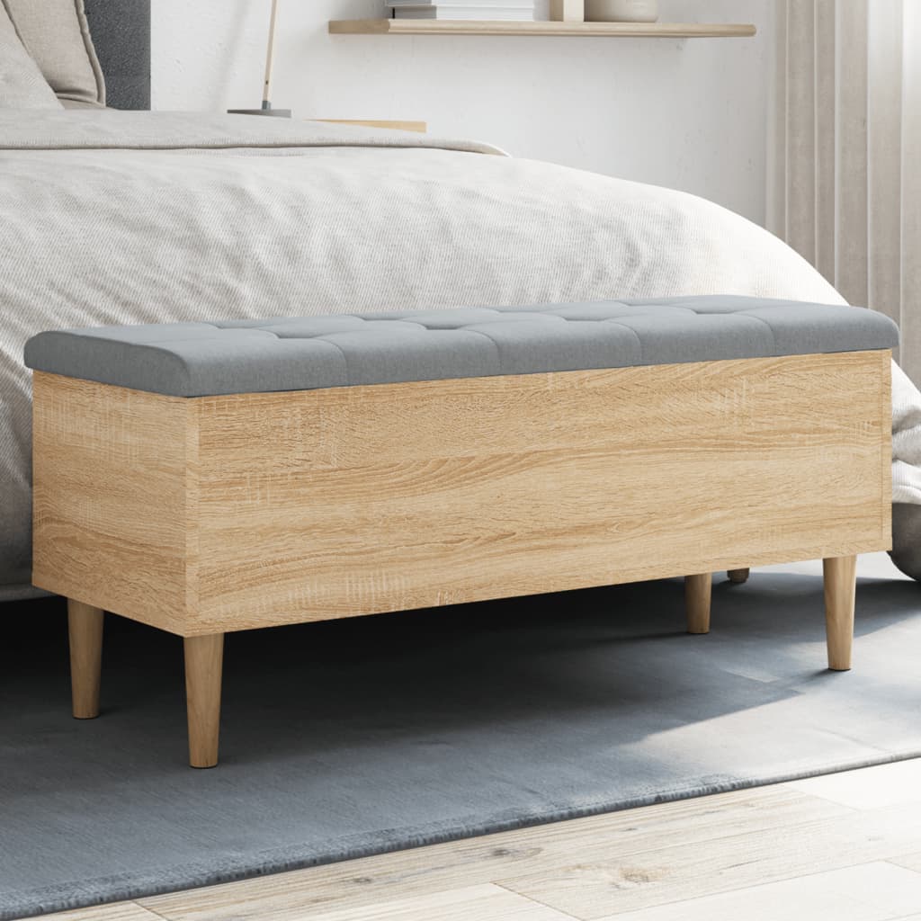 Panca Portaoggetti Rovere Sonoma 102x42x46 cm Legno Multistrato