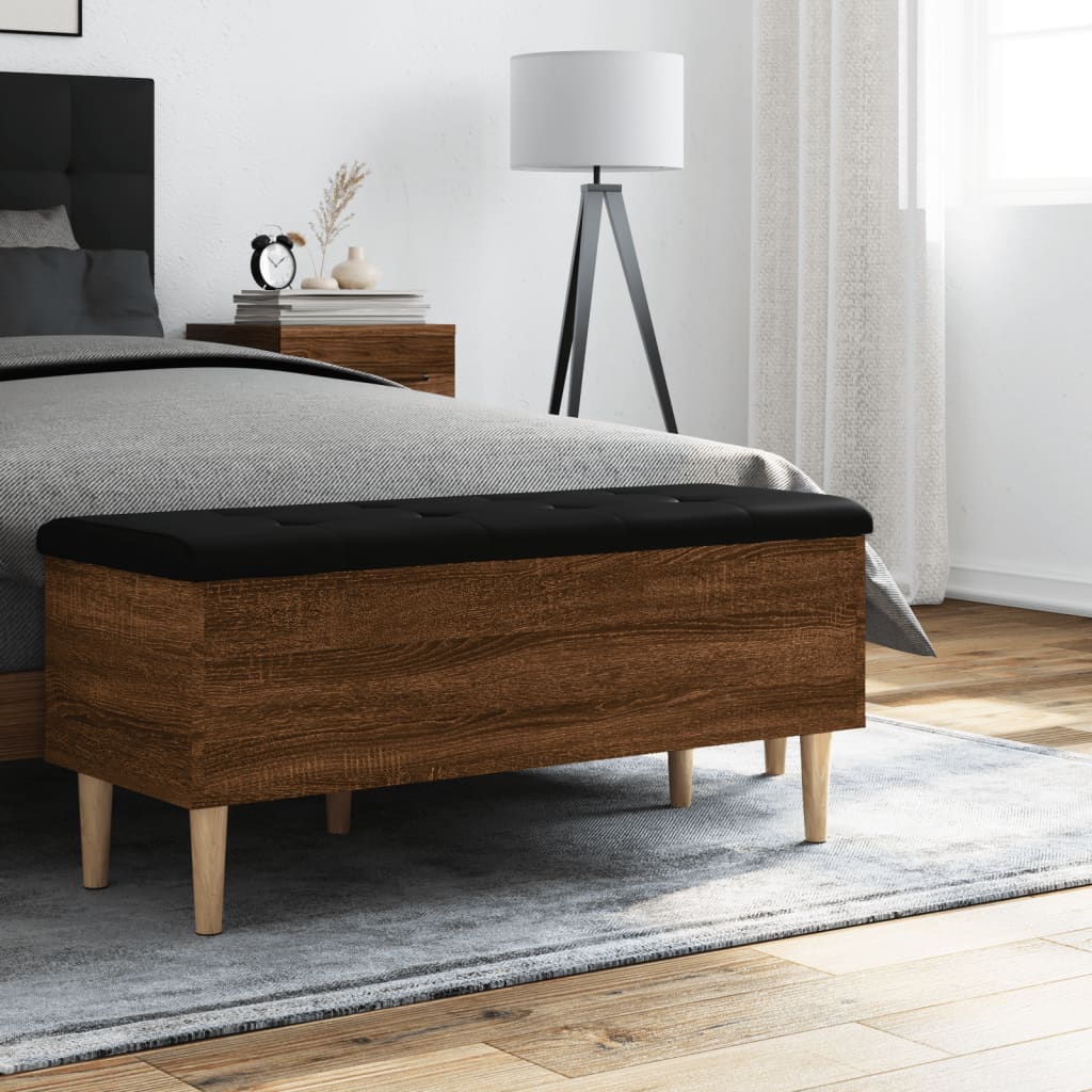 Panca Portaoggetti Rovere Marrone 102x42x46cm Legno Multistrato