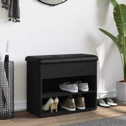 Panca Porta Scarpe Nera 62x32x50 cm in Legno Multistrato