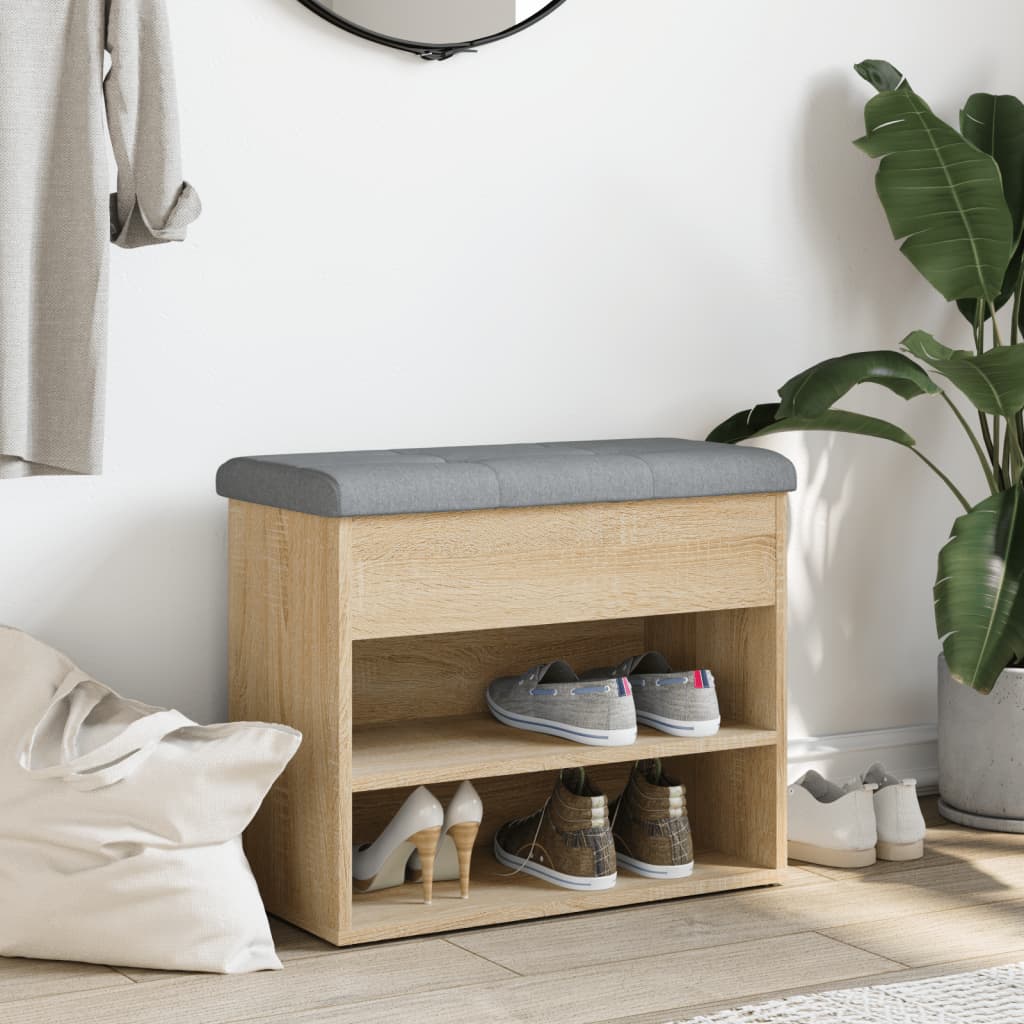 Panca Porta Scarpe Rovere Sonoma 62x32x50 cm Legno Multistrato
