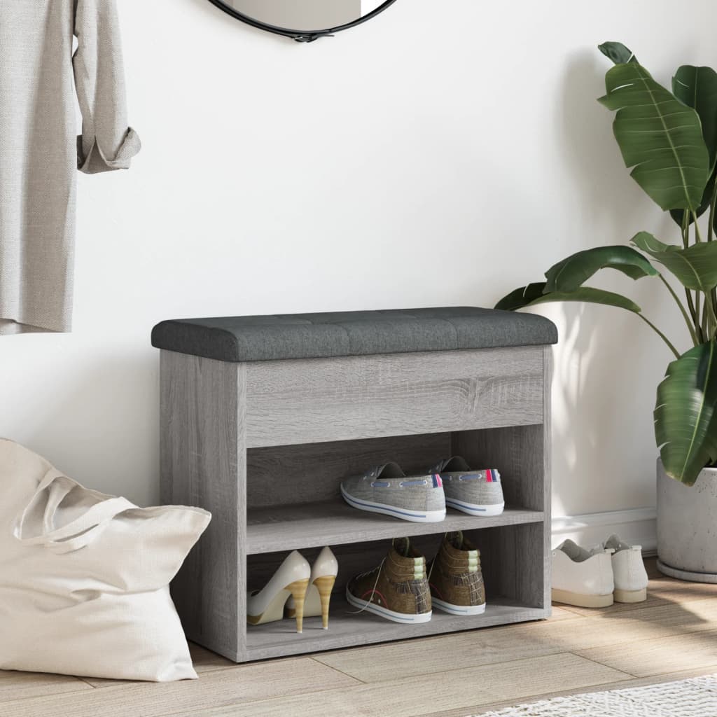 Panca Porta Scarpe Grigio Sonoma 62x32x50 cm Legno Multistrato