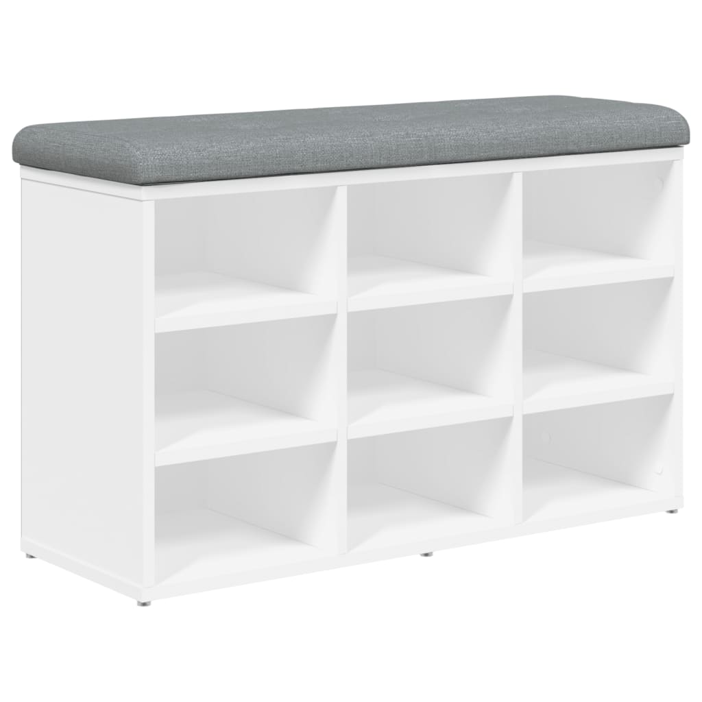 Panca Porta Scarpe Bianca 82x32x50 cm in Legno Multistrato