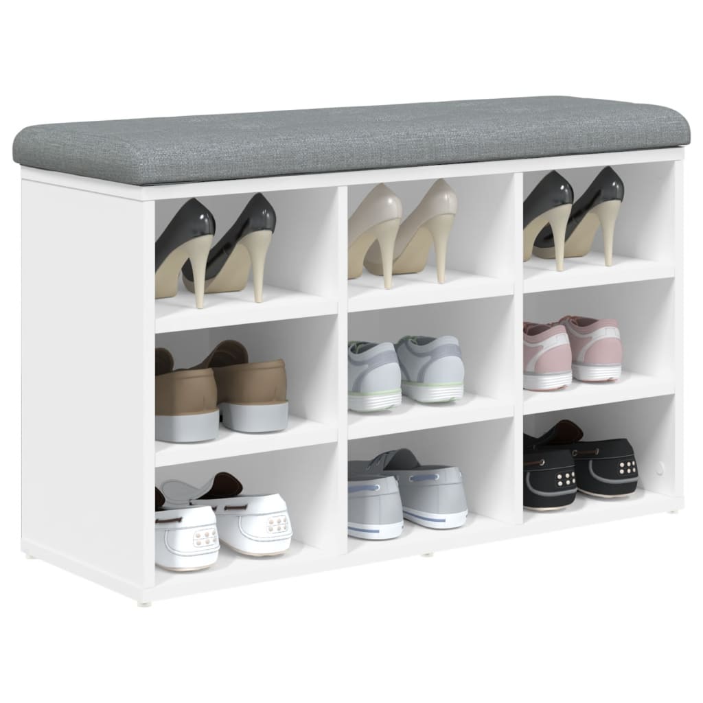 Panca Porta Scarpe Bianca 82x32x50 cm in Legno Multistrato