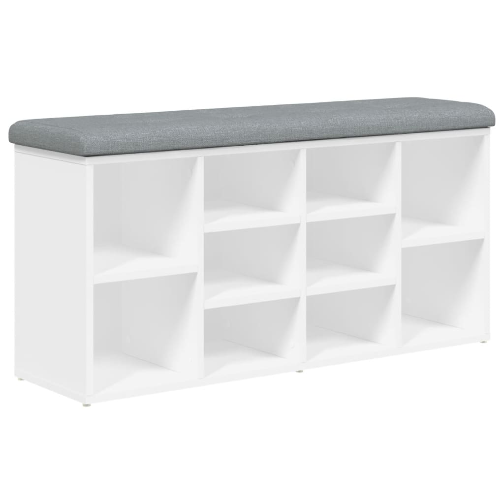 Panca Scarpiera Bianca 102x32x50 cm in Legno Massello di Argilla