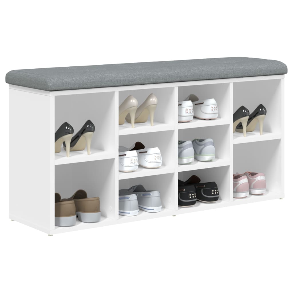 Panca Porta Scarpe Bianca 102x32x50 cm in Legno Multistrato