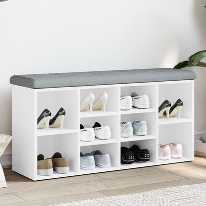 Panca Porta Scarpe Bianca 102x32x50 cm in Legno Multistrato