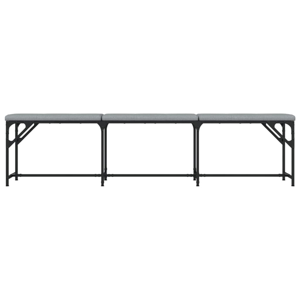 Panca da Pranzo Grigio Chiaro 186x32x45 cm in Acciaio e Tessuto