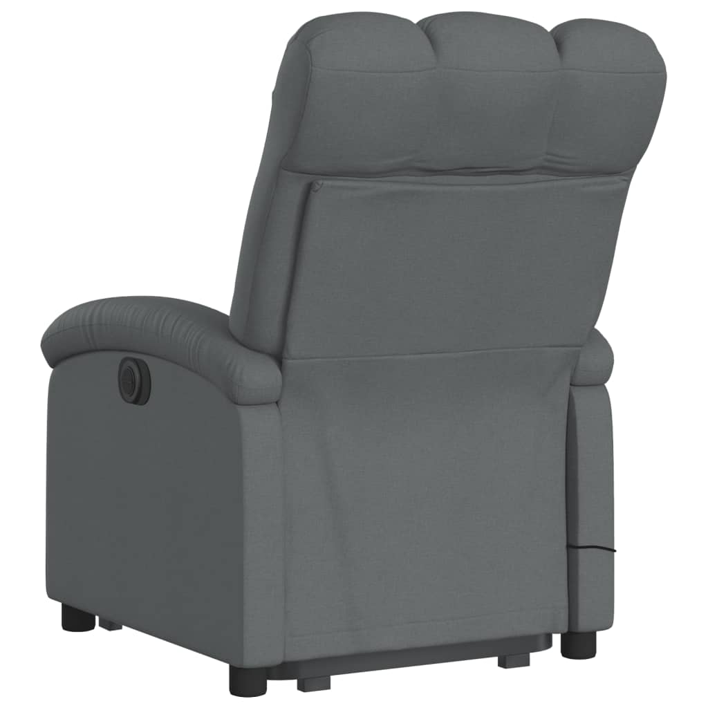 Poltrona Alzapersona Massaggi Reclinabile Grigio Scuro Tessuto