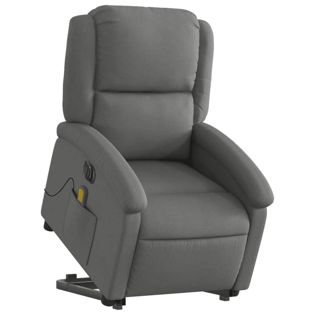 Poltrona Alzapersona Massaggi Elettrica Grigio Scuro Tessuto