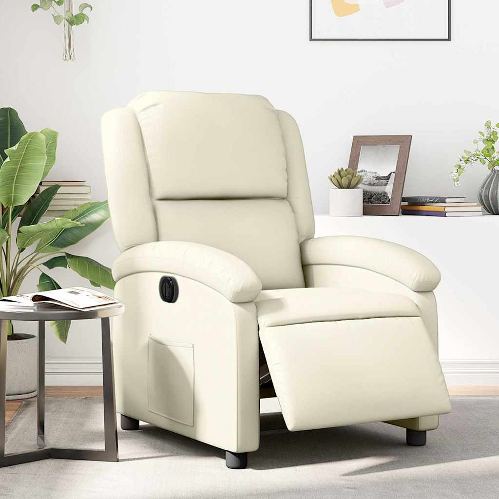 Poltrona Reclinabile Elettrica Crema in Similpelle