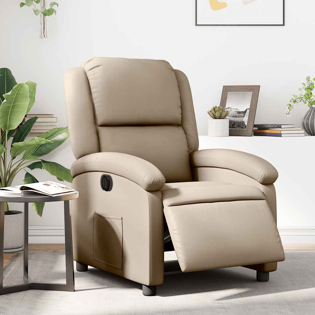 Poltrona Reclinabile Elettrica Cappuccino in Similpelle