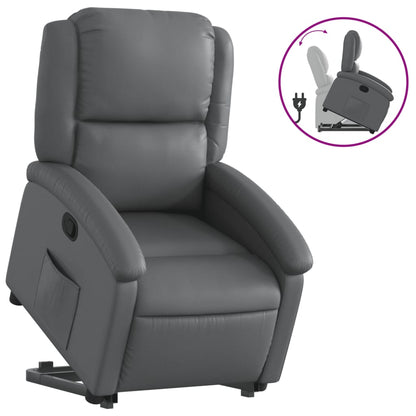 Poltrona Alzapersona Reclinabile Grigio in Similpelle