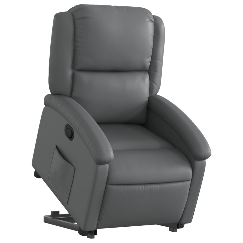 Poltrona Alzapersona Reclinabile Grigio in Similpelle