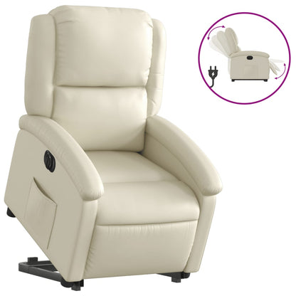 Poltrona Alzapersona Reclinabile Crema in Similpelle
