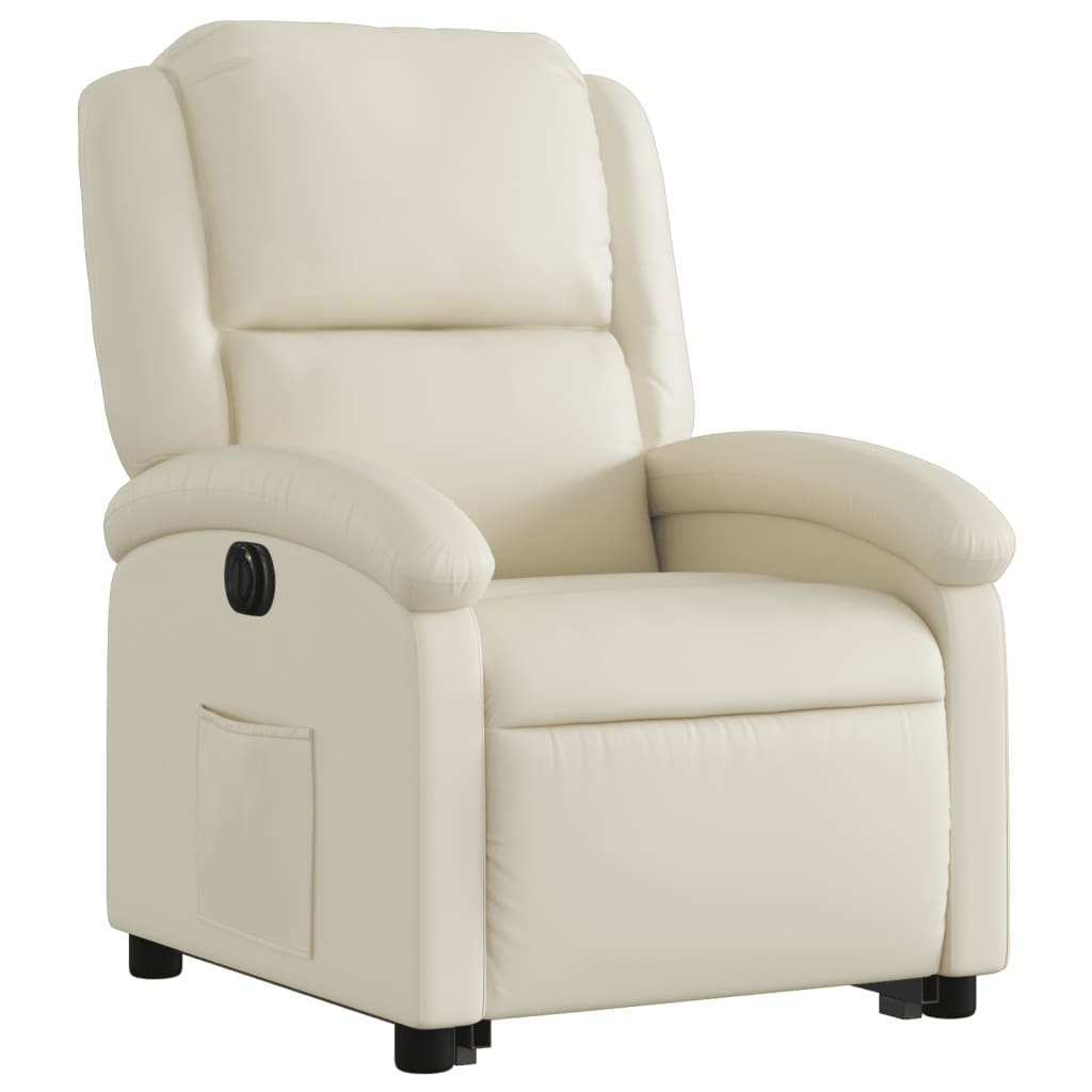 Poltrona Alzapersona Reclinabile Crema in Similpelle