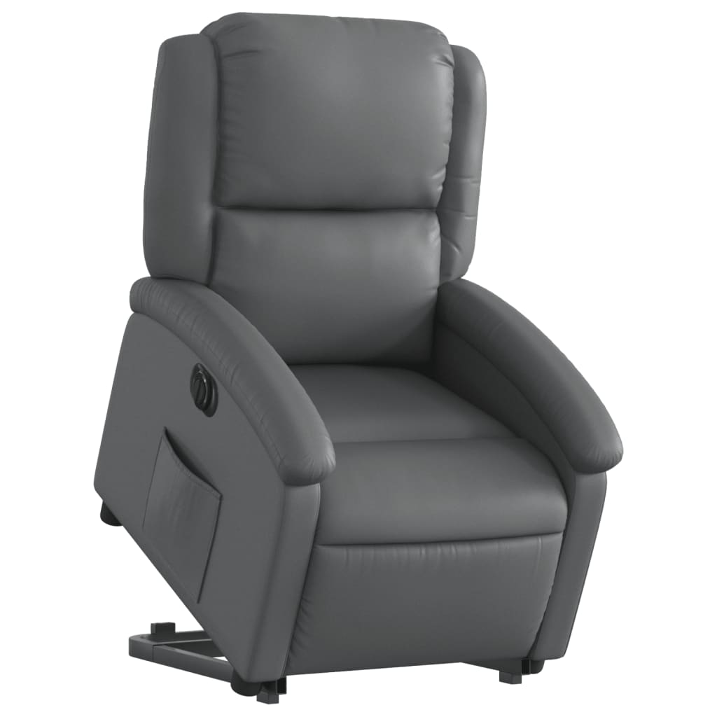 Poltrona Alzapersona Reclinabile Grigio in Similpelle