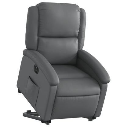 Poltrona Alzapersona Reclinabile Grigio in Similpelle