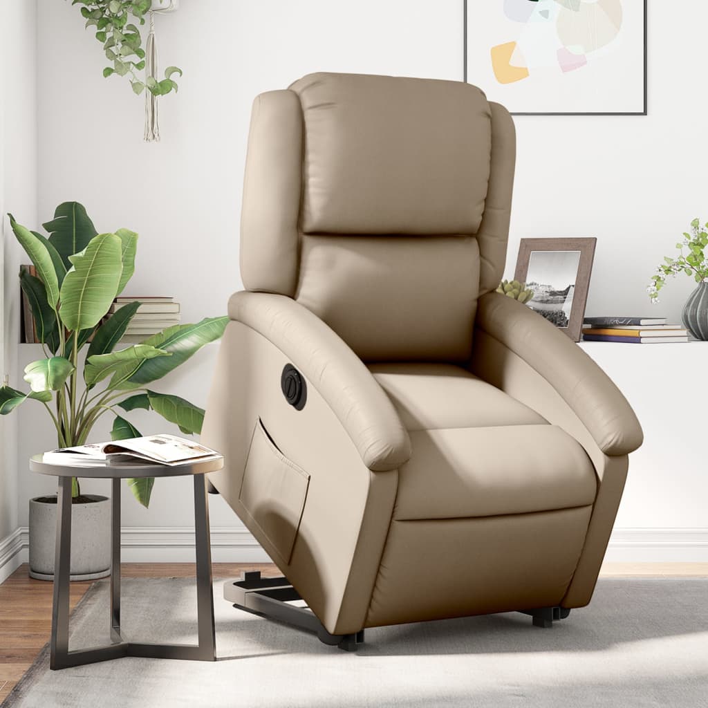 Poltrona Alzapersona Reclinante Elettrica Cappuccino Similpelle
