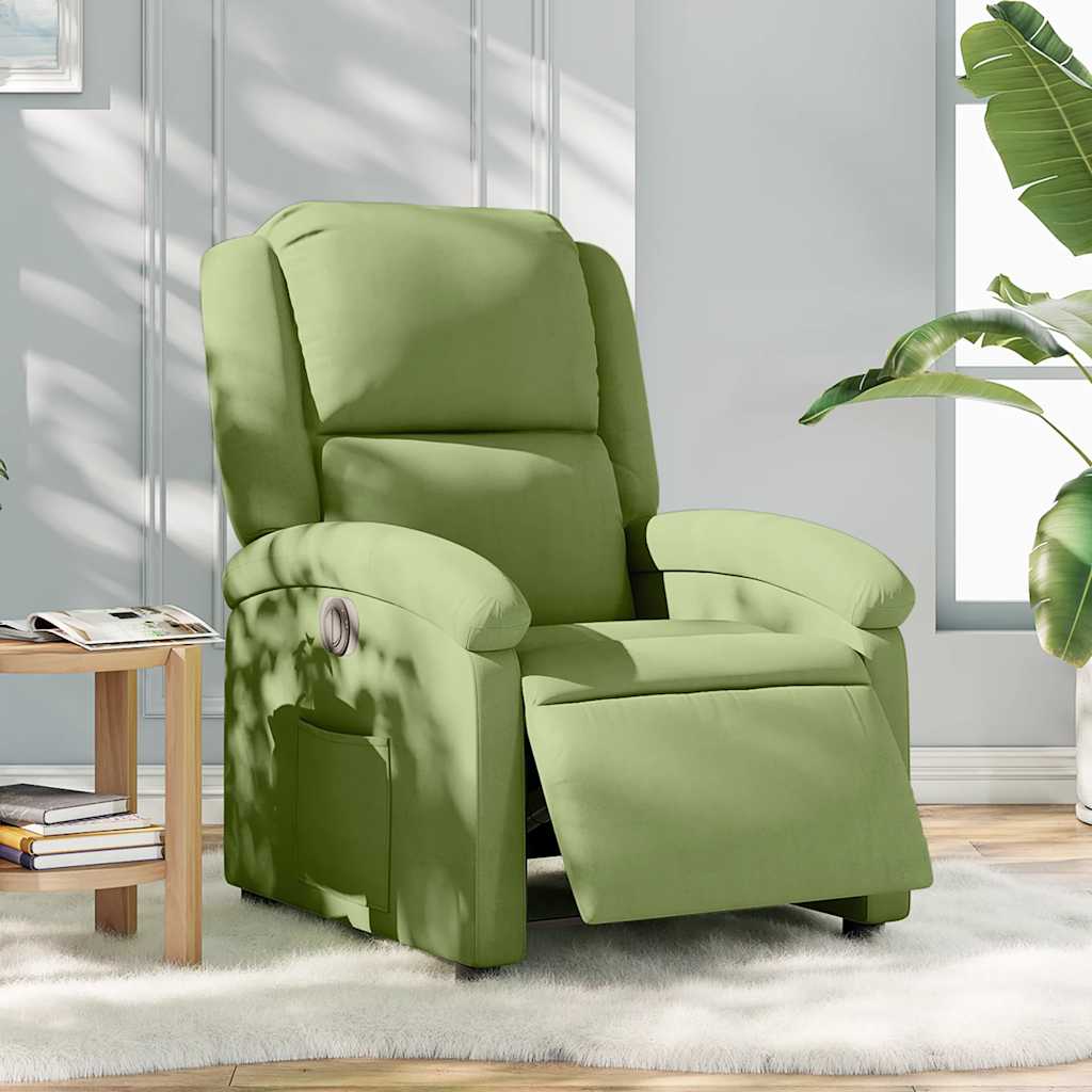 Poltrona Reclinabile Elettrica Verde Chiaro in Velluto