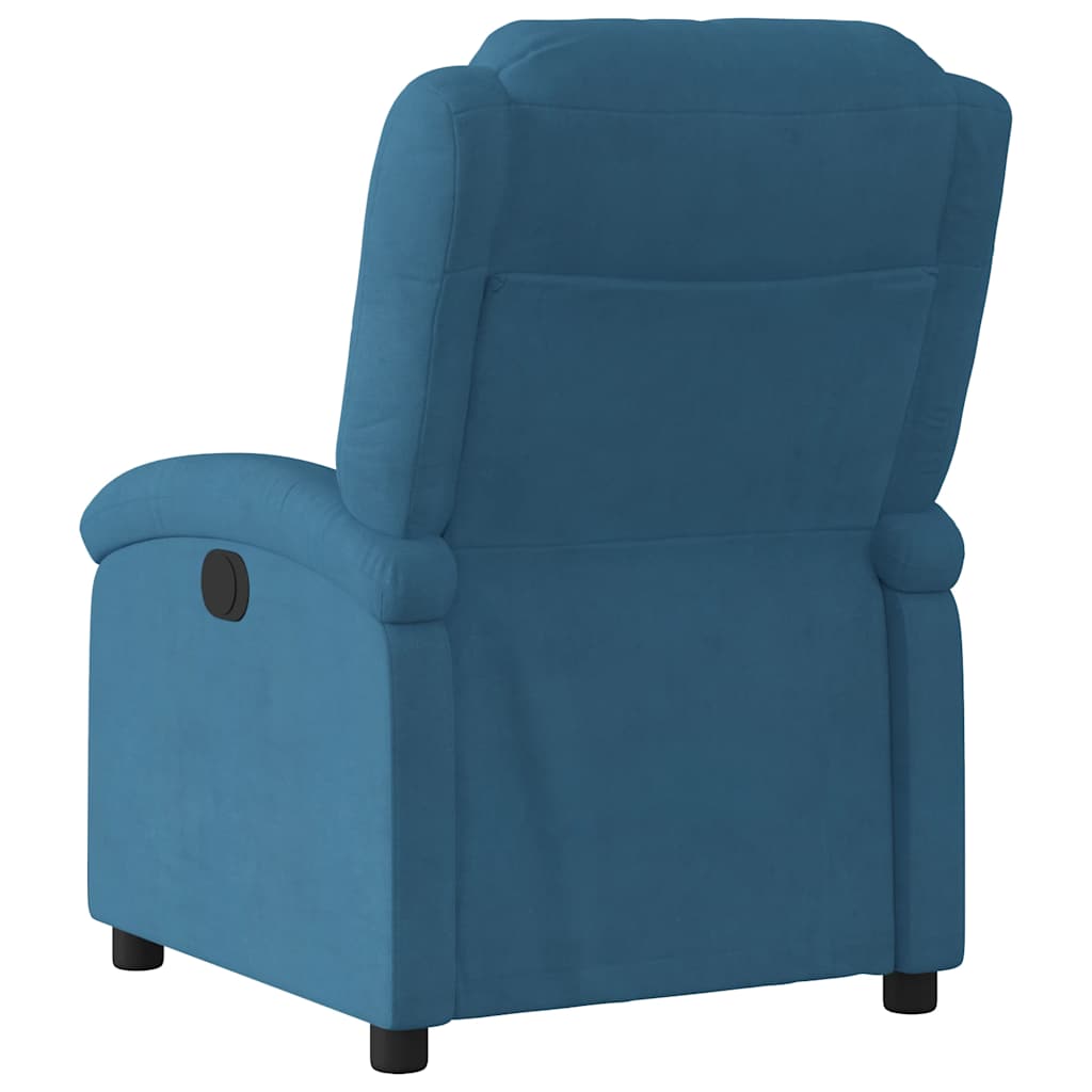 Poltrona Reclinabile Elettrica Blu in Velluto