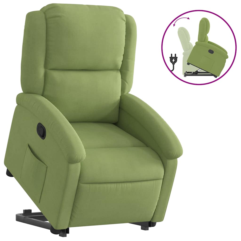Poltrona Alzapersona Reclinabile Verde Chiaro in Velluto
