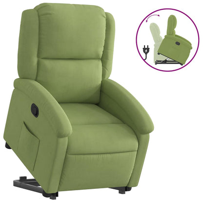 Poltrona Alzapersona Reclinabile Verde Chiaro in Velluto
