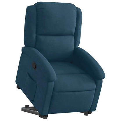 Poltrona Alzapersona Reclinabile Blu in Velluto