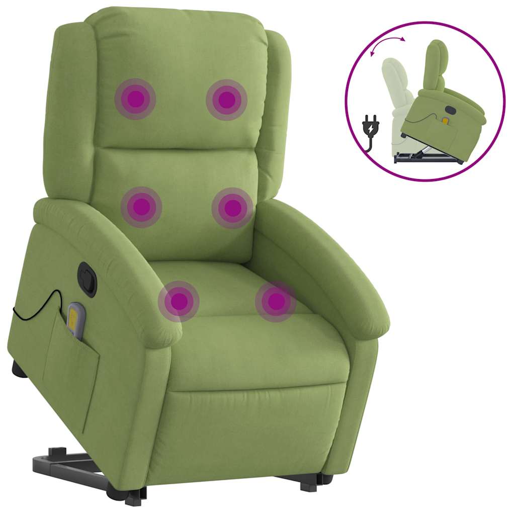 Poltrona Alzapersona Reclinabile Verde Chiaro in Velluto