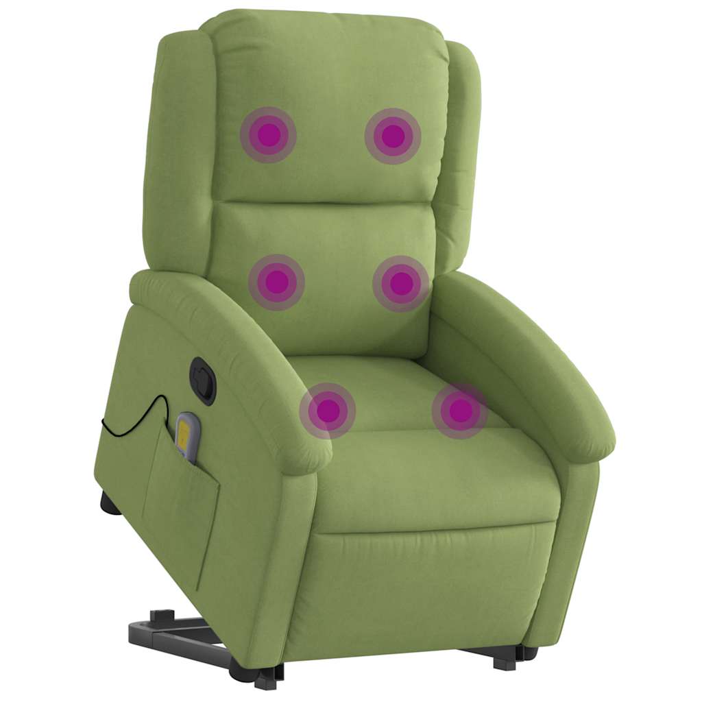 Poltrona Alzapersona Reclinabile Verde Chiaro in Velluto