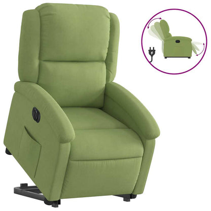 Poltrona Alzapersona Reclinabile Elettrica Verde Chiaro Velluto