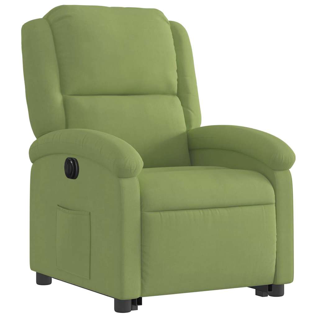 Poltrona Alzapersona Reclinabile Elettrica Verde Chiaro Velluto