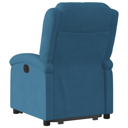Poltrona Alzapersona Reclinabile Elettrica Blu in Velluto
