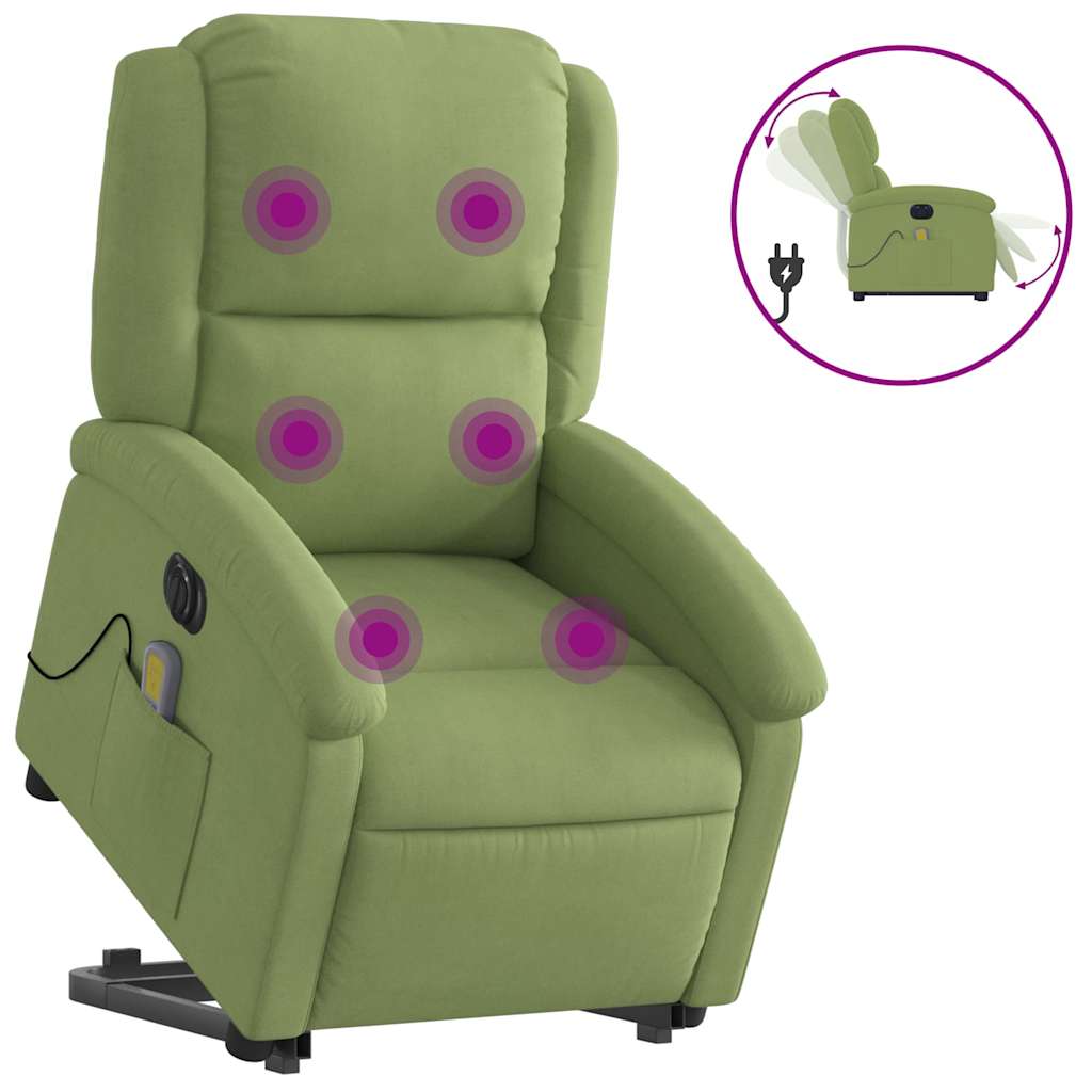 Poltrona Alzapersona Massaggi Elettrica Verde Chiaro Velluto