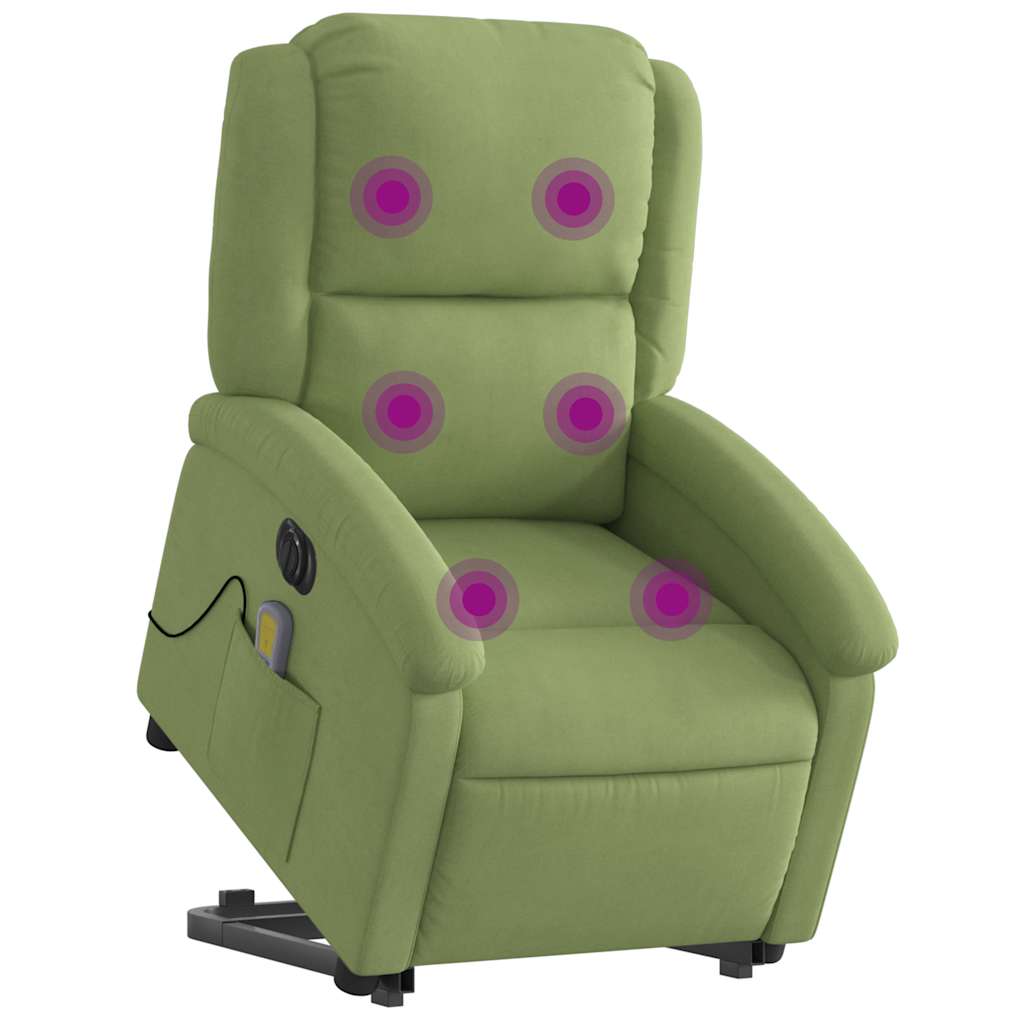 Poltrona Alzapersona Massaggi Elettrica Verde Chiaro Velluto