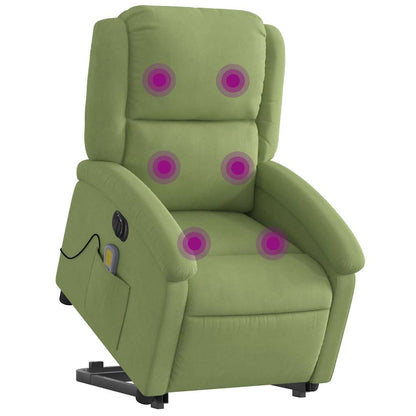 Poltrona Alzapersona Massaggi Elettrica Verde Chiaro Velluto