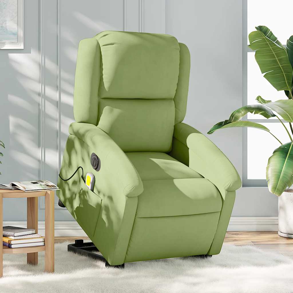Poltrona Alzapersona Massaggi Elettrica Verde Chiaro Velluto