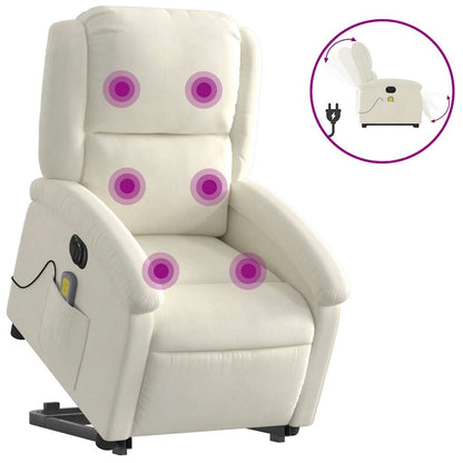 Poltrona Alzapersona Massaggiante Elettrica Crema Velluto